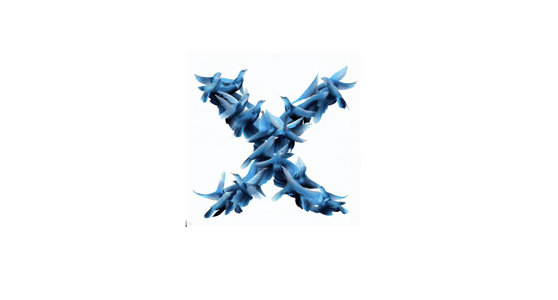 Image of an X made of blue birds